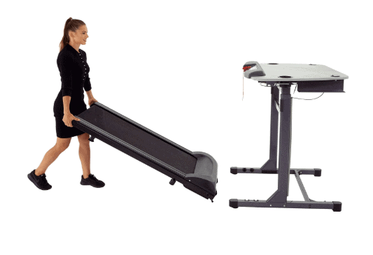 A lady rolling the Exerpeutic 5000 ExerWork Desk Treadmill Model 7906