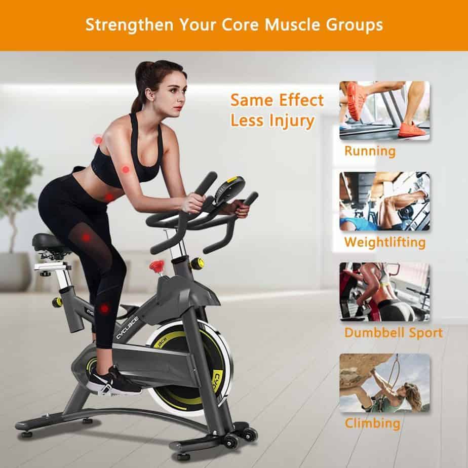 A lady exercising with the Cyclace Indoor Exercise Bike