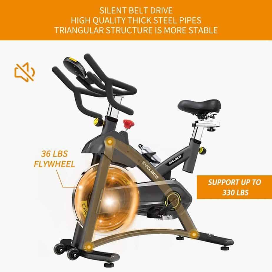 The drive of the Cyclace Indoor Exercise Bike