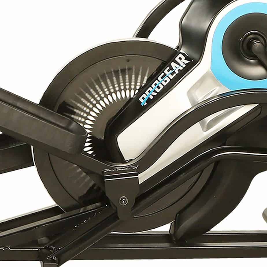 The drive and resistance system of the ProGear 9900 Stepper Elliptical Trainer