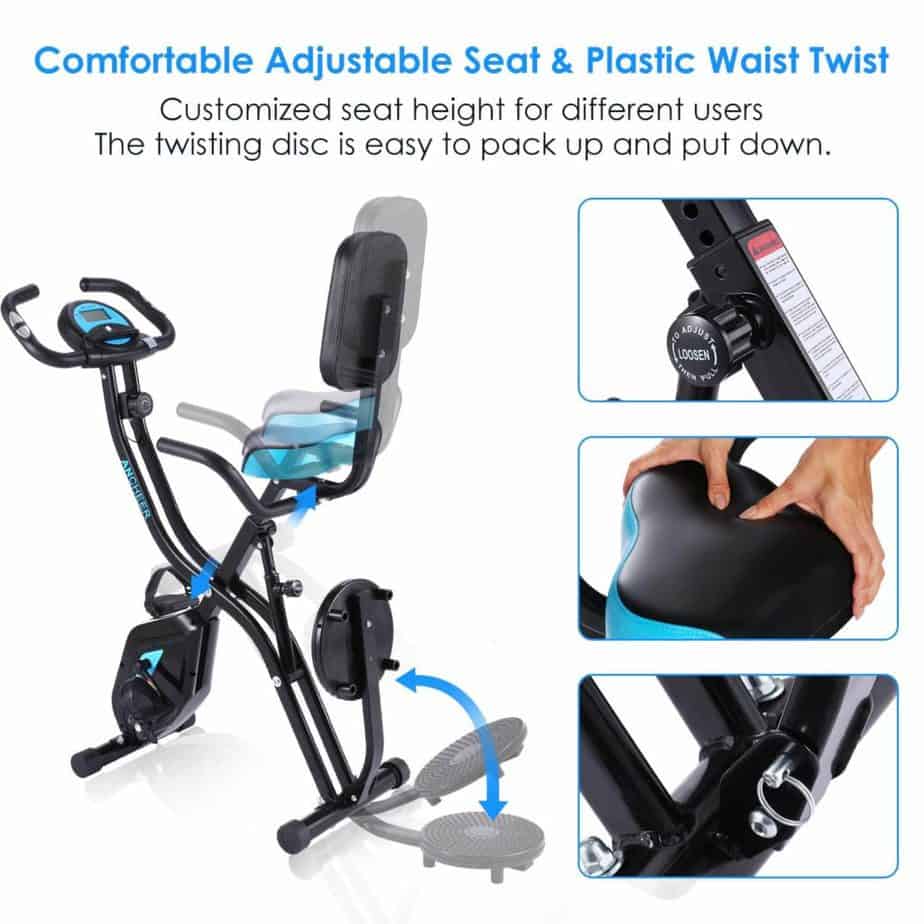 The seat of the Zafuar 3-in-1 Slim Folding Cycling Exercise Bike