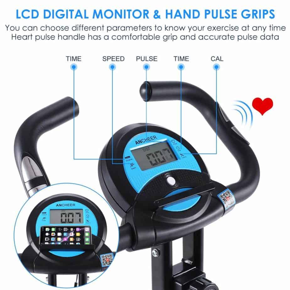 The console/monitor on the Zafuar 3-in-1 Slim Folding Cycling Exercise Bike