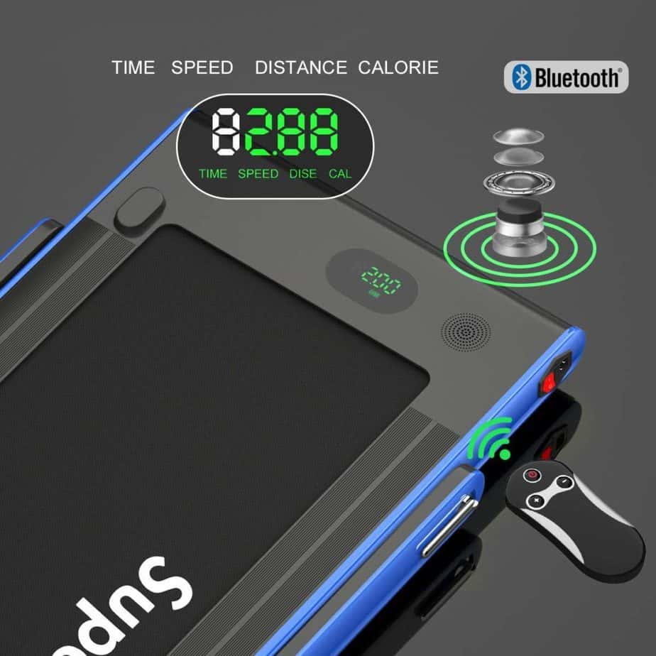 The LED display of the Goplus 2 in 1 Folding Treadmill