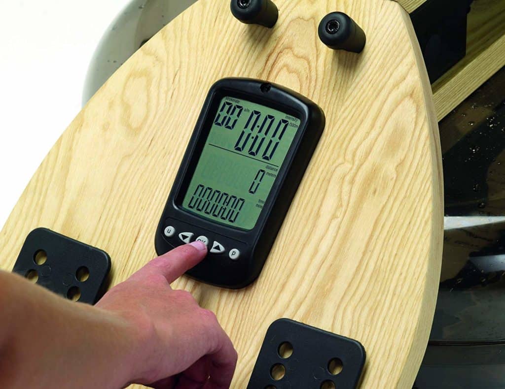 The console/Monitor of the Waterrower A1 Studio Rowing Machine