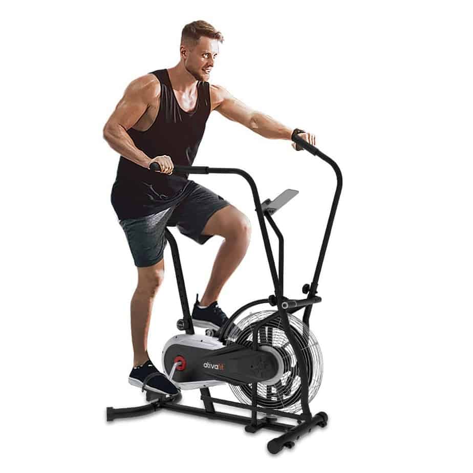 The Ativafit Fan Bike is being ridden by a male athlete