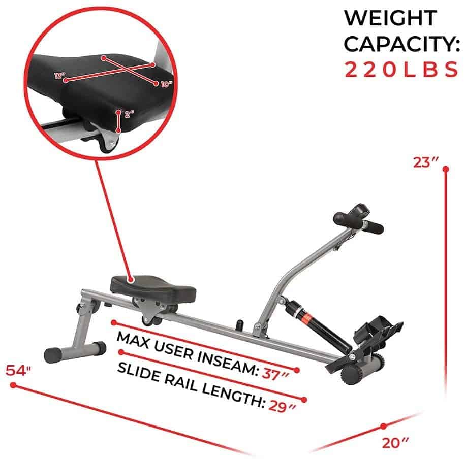 The seat of the Sunny Health and Fitness SF-RW1205