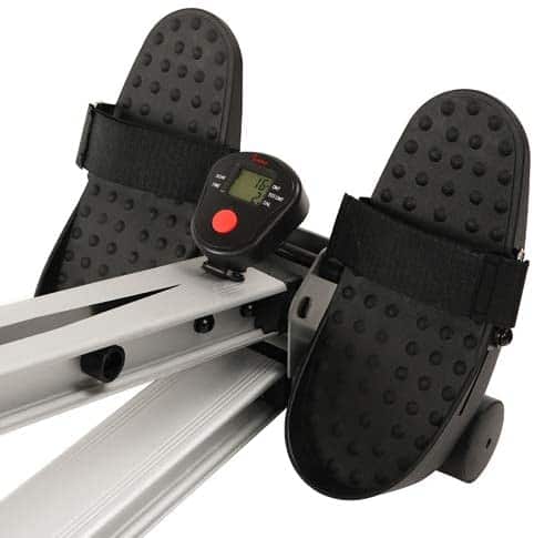 The pedals of the Sunny Health and Fitness SF-RW5720 Incline Slide Rower