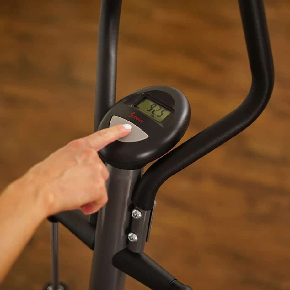 The LCD monitor of the Sunny Health and Fitness SF-1115 Folding Climbing Stepper