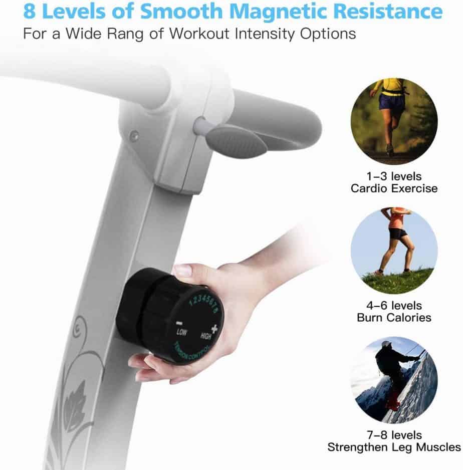 The tension knob that controls the resistance level of the HARISON B5 Upright Magnetic Bike