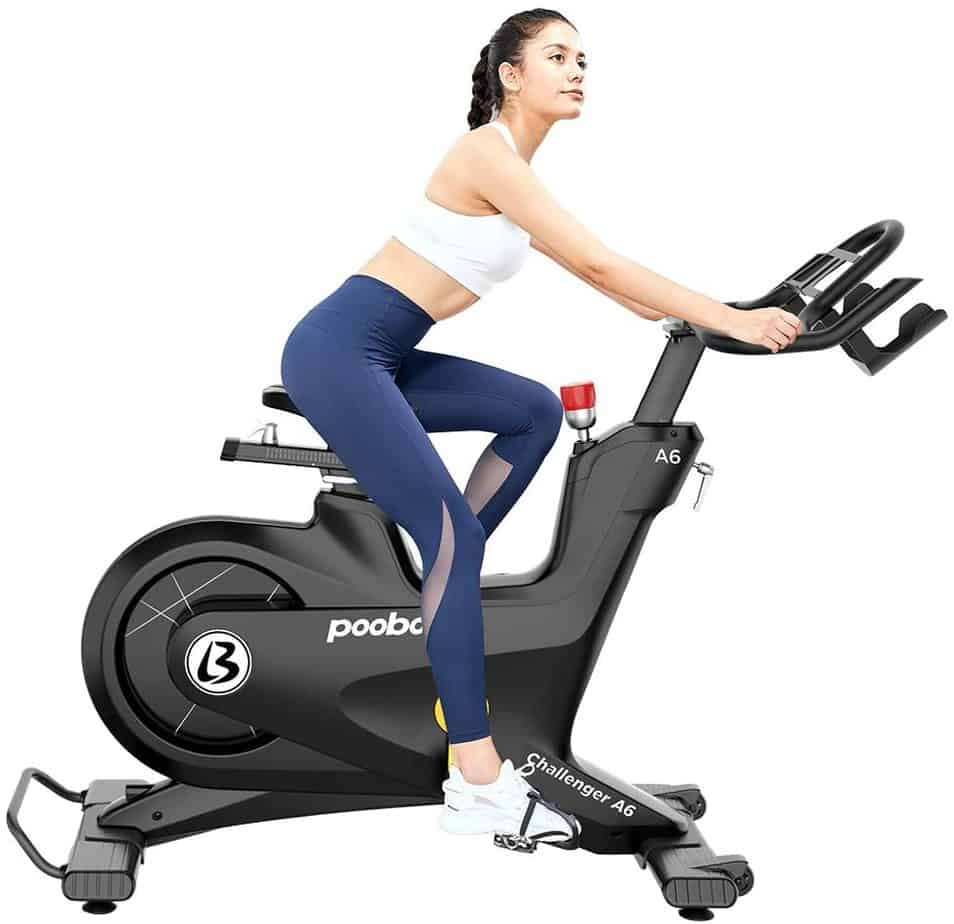 A lady is riding the Pooboo Commercial A6 Challenger Cycling Bike