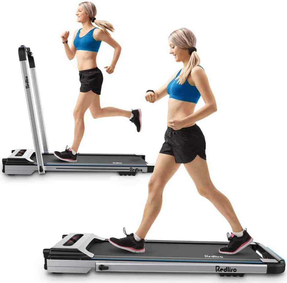 The Redliro Under Desk 2-in-1 Treadmill is being used by a lady