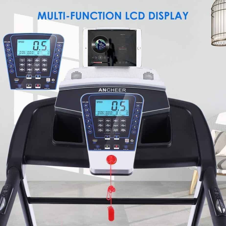The console of the FUNMILY 3.25 HP Model T900 Folding Treadmill