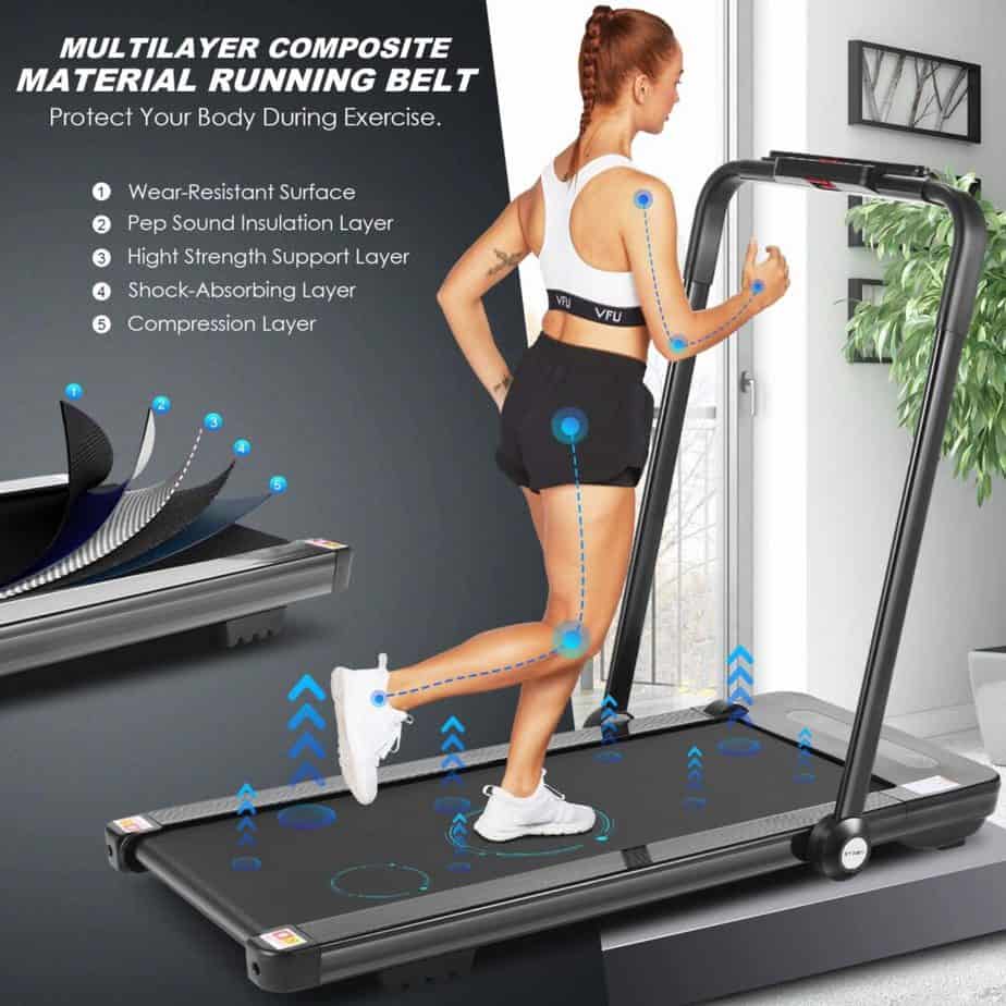 A user jogs on the FUNMILY 2 in 1 Folding Under-Desk Treadmill 