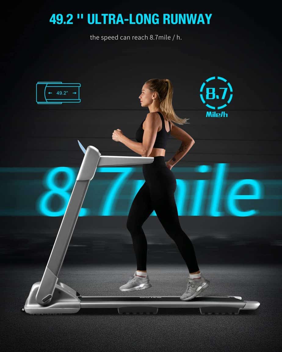 A lady jogs on the WEKEEP OVICX Q2S Folding Portable Treadmill
