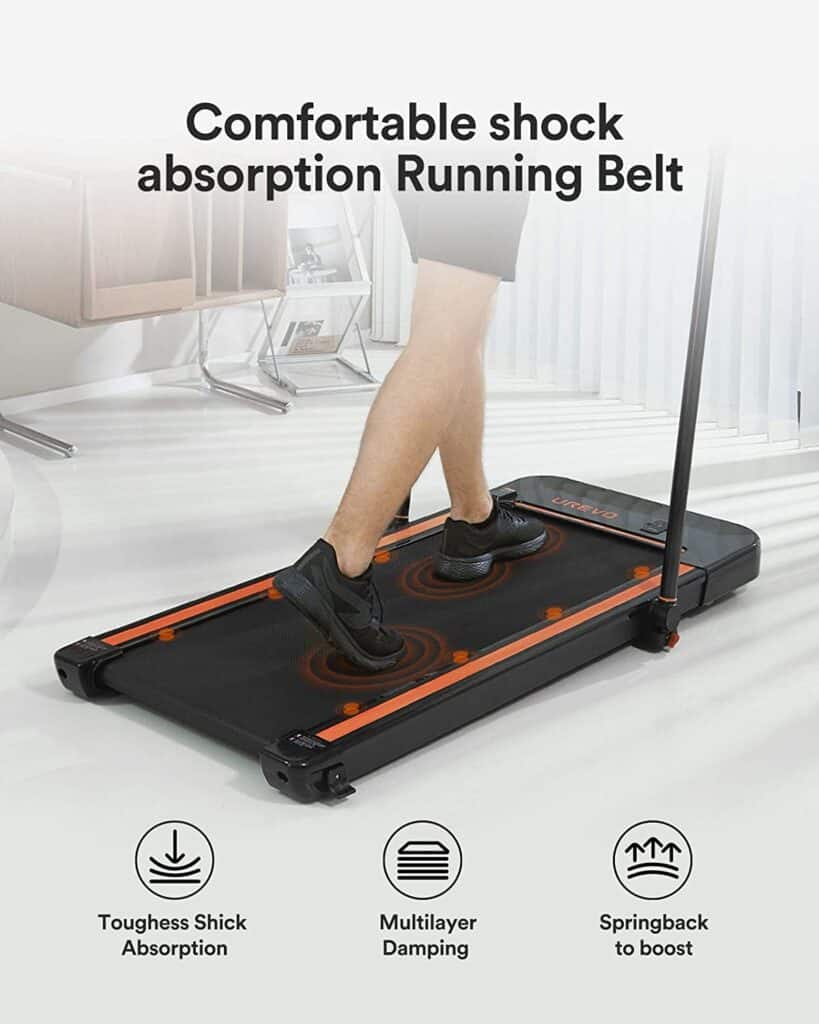 The deck of the UREVO 2-in-1 Under-Desk 2.5 HP UR9TM0011 Treadmill
