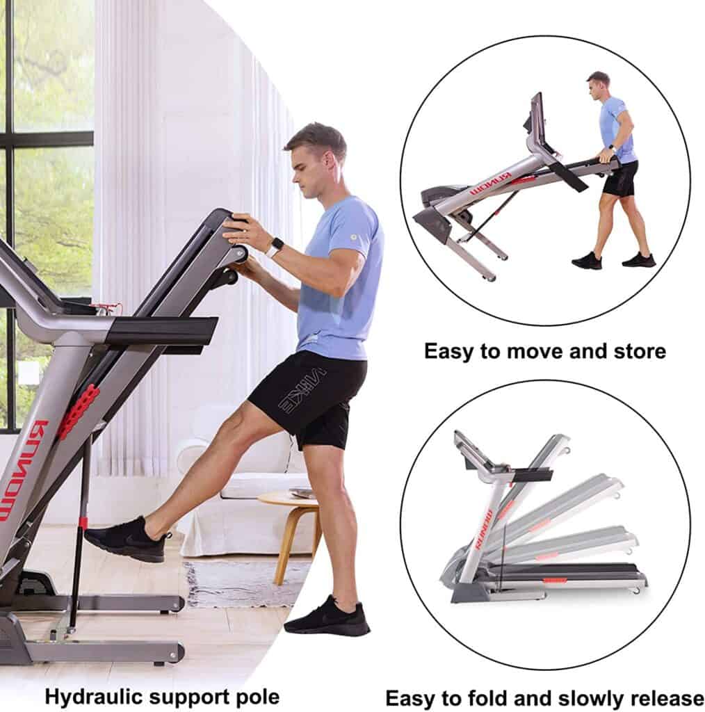 A man unfolds the RUNOW 6631CA Folding Treadmill 