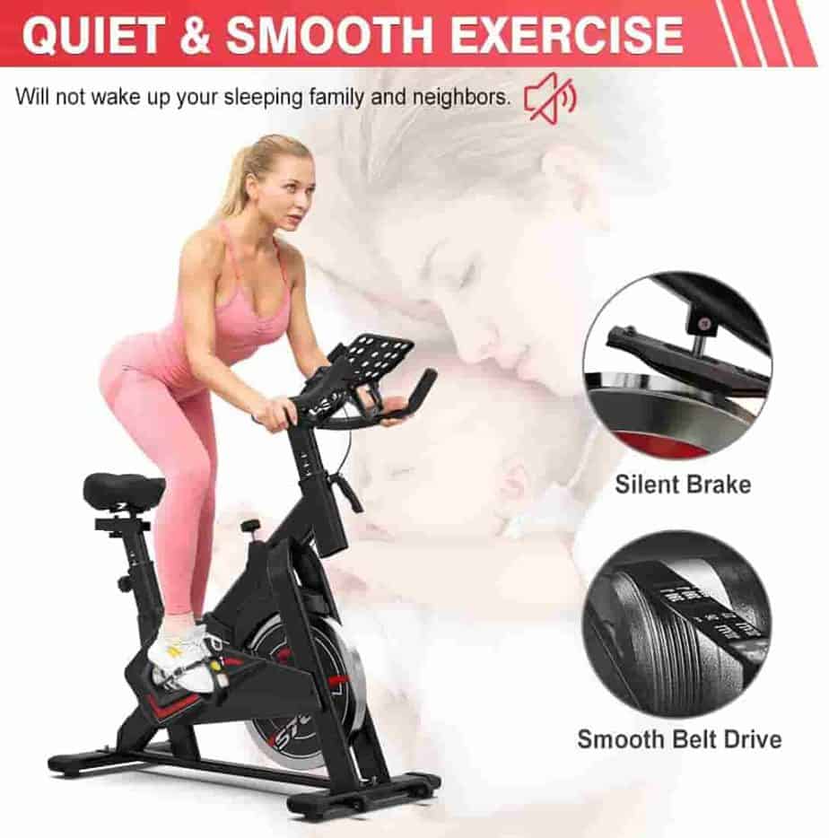 A lady rides the LABODI Exercise Bike