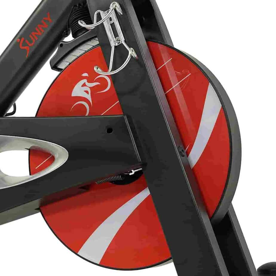 The magnetic resistance system of the Sunny Health & Fitness SF-B1986 Evolution Pro II Cycling Bike