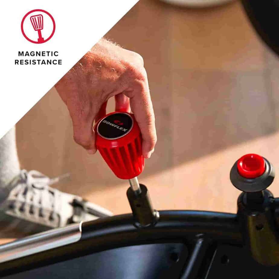 The resistance adjustment knob of the Bowflex VeloCore IC22 Indoor Exercise Bike 