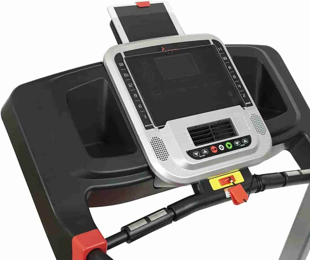 The console/dashboard of the Sunny Health & Fitness Evo-Fit SF-T7955 Treadmill 