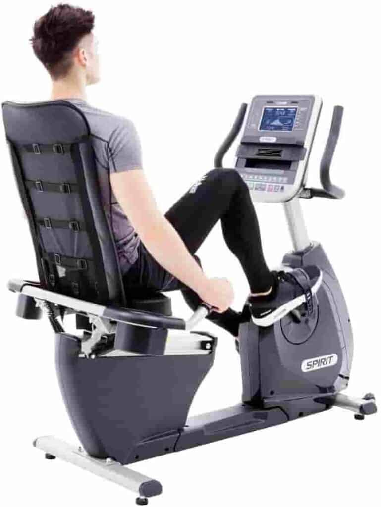 Man exercise with the Spirit Fitness XBR55 Recumbent Bike