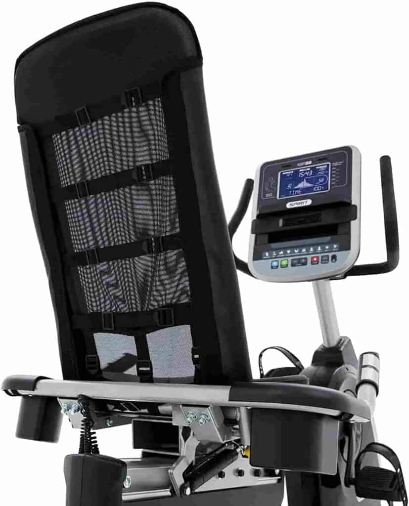 The seat of the Spirit Fitness XBR55 Recumbent Bike