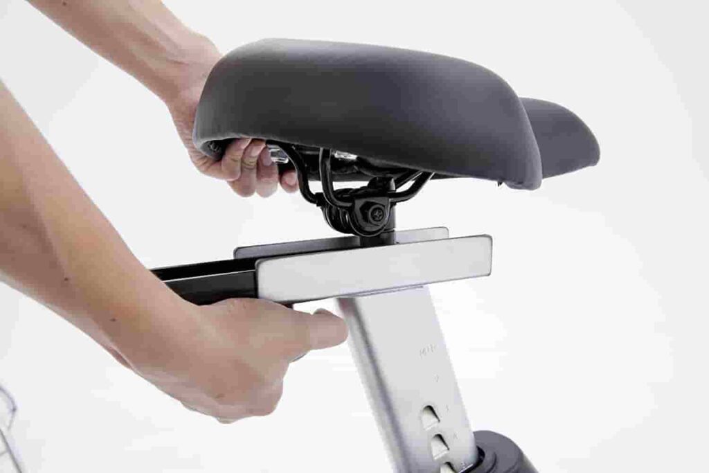 The seat of the Spirit Fitness XBU55 Upright Bike
