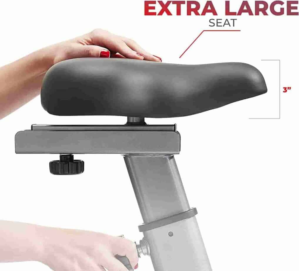 The seat of the Sunny Health & Fitness SF-B220045 Upright Bike