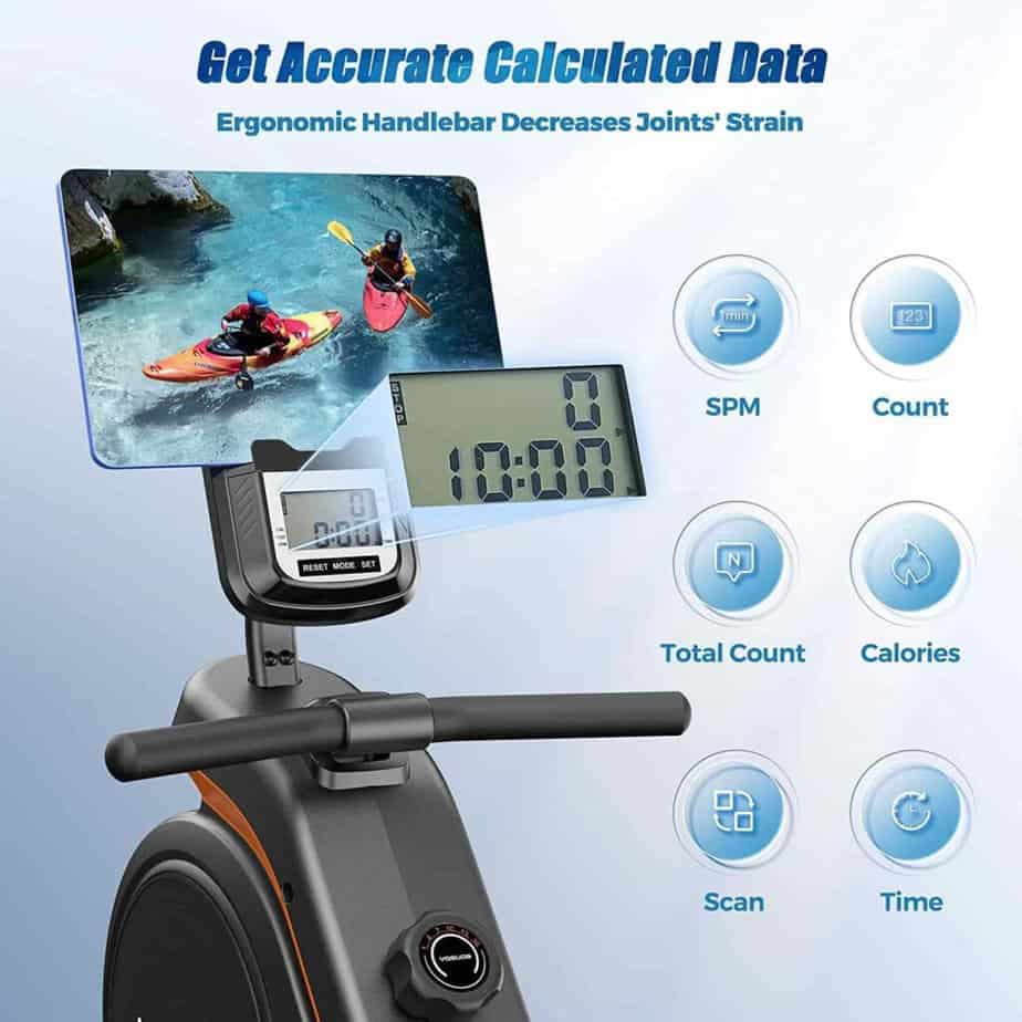 The console of the Yosuda H-187 Pro Magnetic Rowing Machine