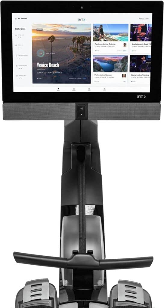 The 22'' HD touchscreen console of the Nordic Track RW900 Rower