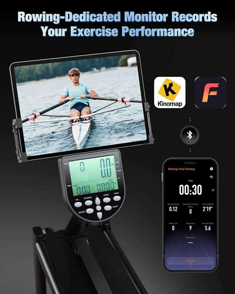 The console of the YOSUDA 207-01 Water Rowing Machine