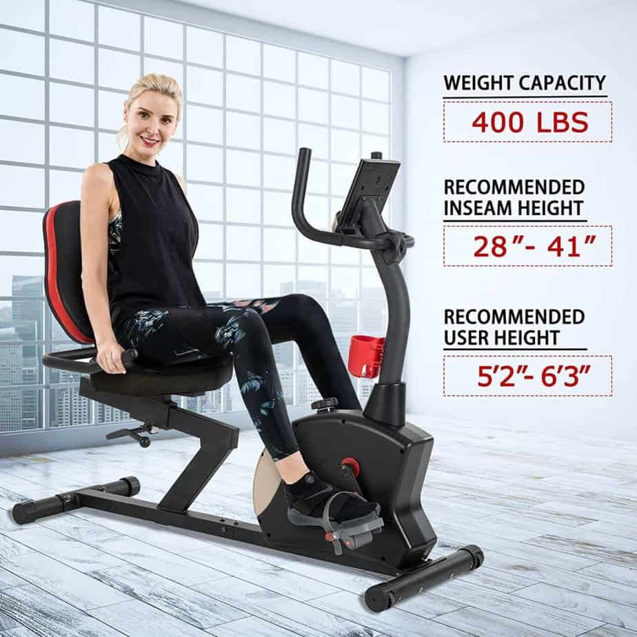 A lady exercises with the VANSWE RB003 Recumbent Exercise Bike