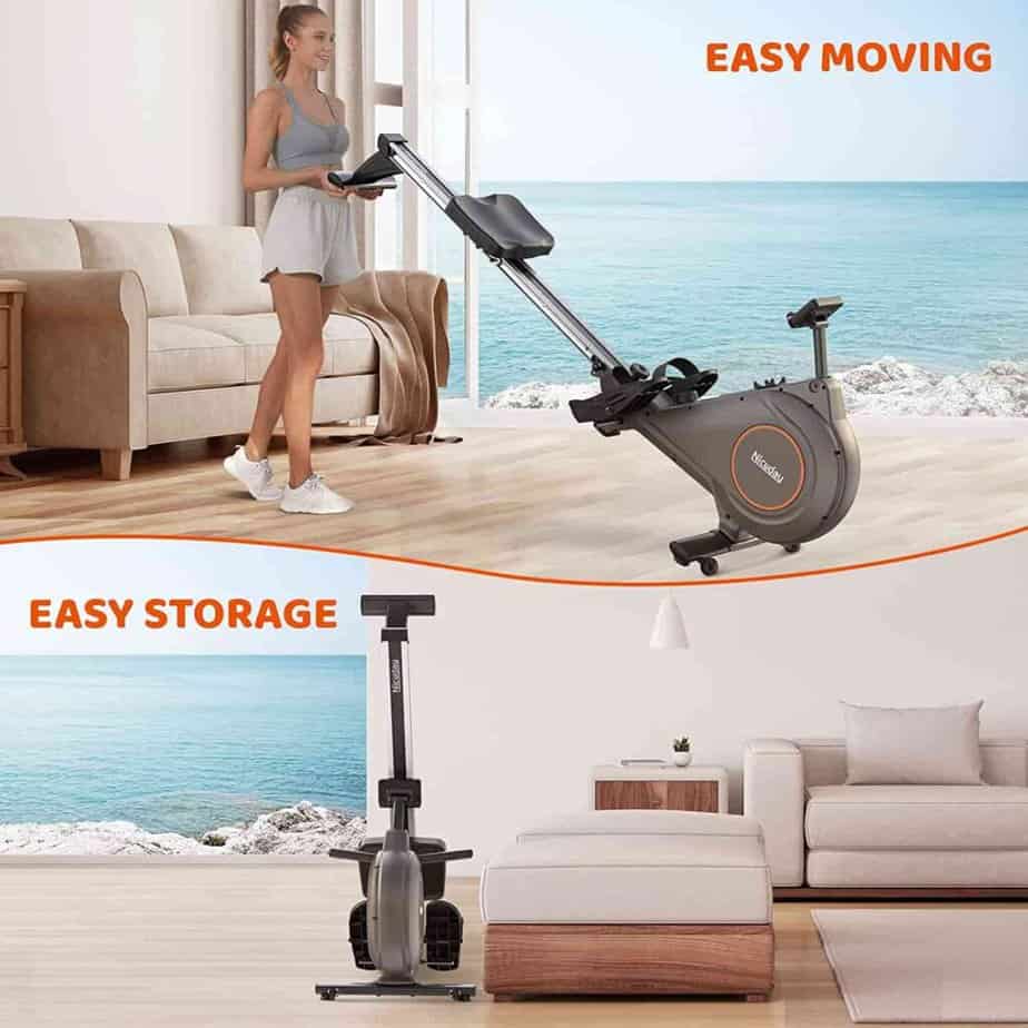 The Niceday Magnetic Rowing Machine is being moved to storage