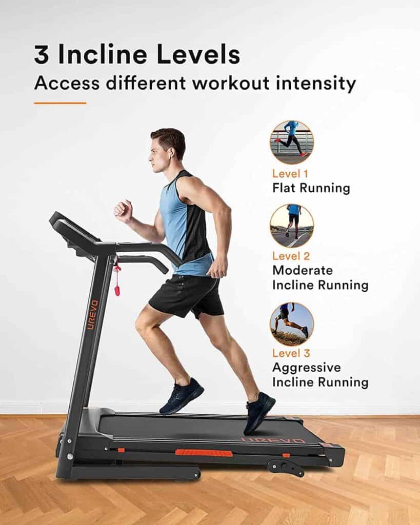 A man runs on the UREVO URTM005 Folding Treadmill