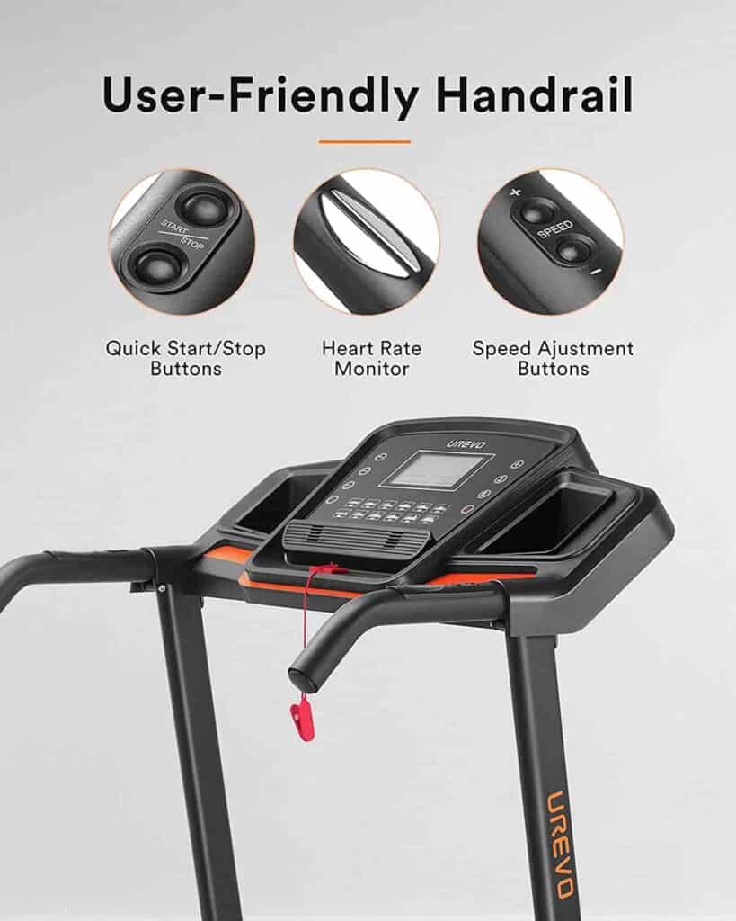 The handrails with speed and on/off buttons