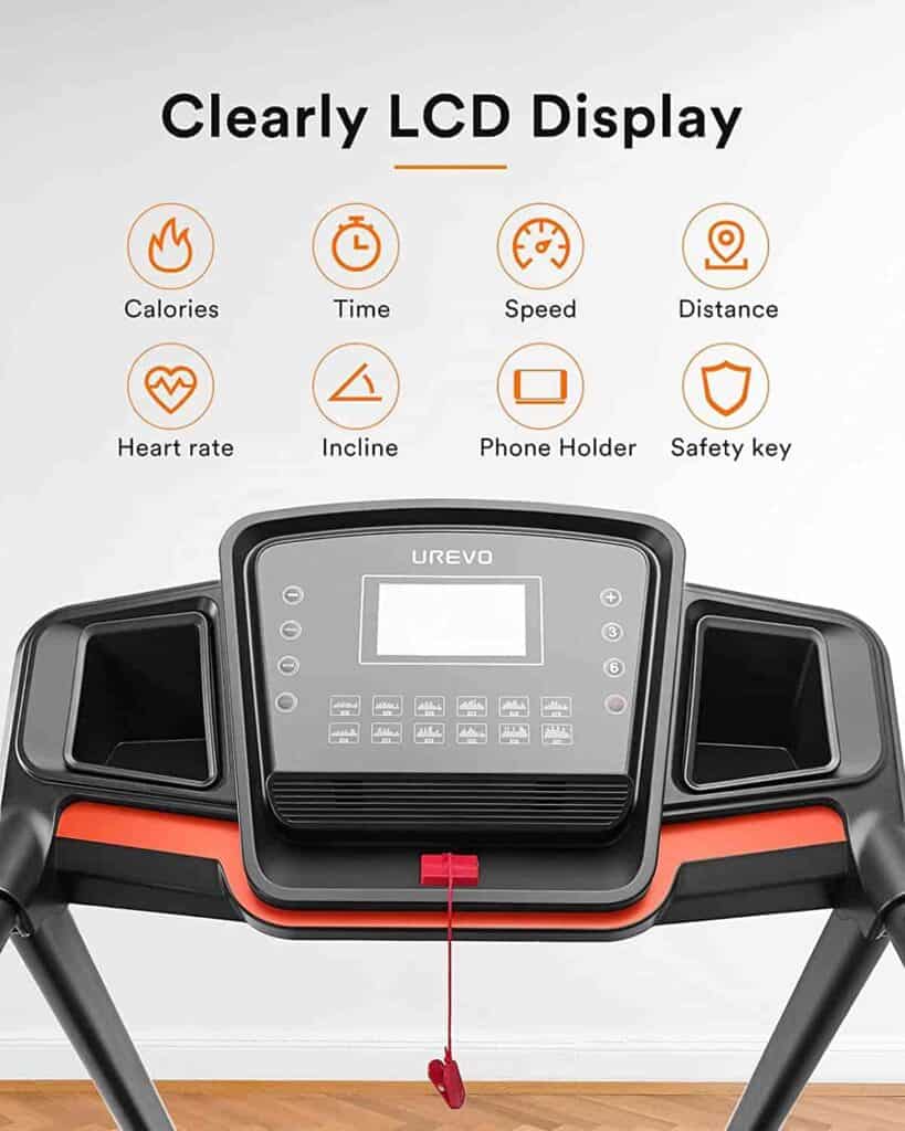 The console of the UREVO URTM005 Folding Treadmill