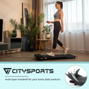 A woman walks on the CITYSPORTS CS-WP6 Under-Desk Treadmill 