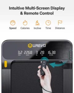 The console of the UREVO URTM020 Incline Under-Desk Treadmill