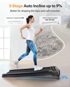 Lady jogs on the UREVO URTM020 Incline Under-Desk Treadmill 