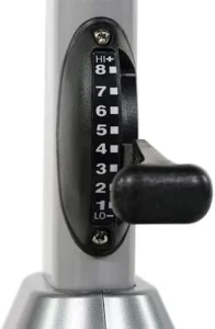 The resistance adjustment lever of the Sunny Health & Fitness SF-RBD4703 Convertible Recumbent Bike