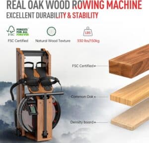The Joroto MR280 Water Rowing Machine is folded for storage