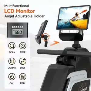 The console of the Pooboo H015 Magnetic Rowing Machine