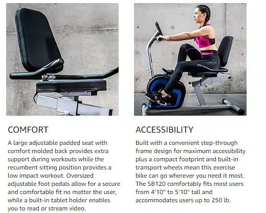 The seat of the XTERRA Fitness SB120 Recumbent Bike