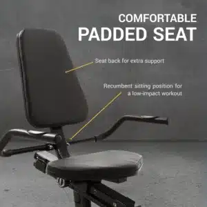 The seat of the XTERRA Fitness SB150 Recumbent Bike