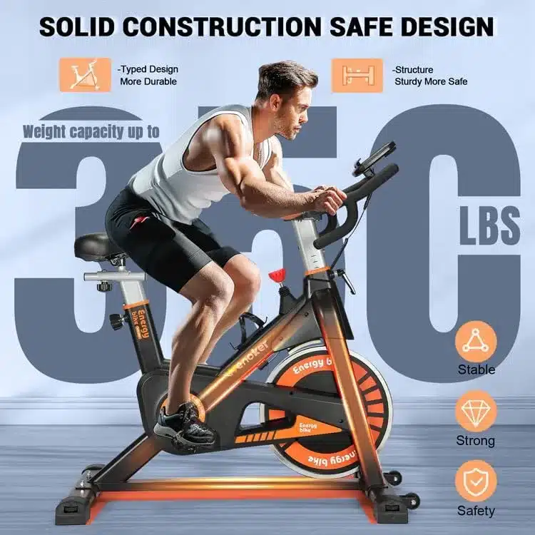 A man exercises on the WENOKER Indoor Cycling Exercise Bike