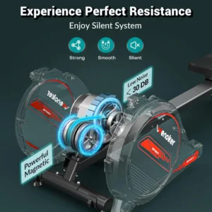 The inner parts of the resistance and drive system of the Wenoker Magnetic Rowing Machine